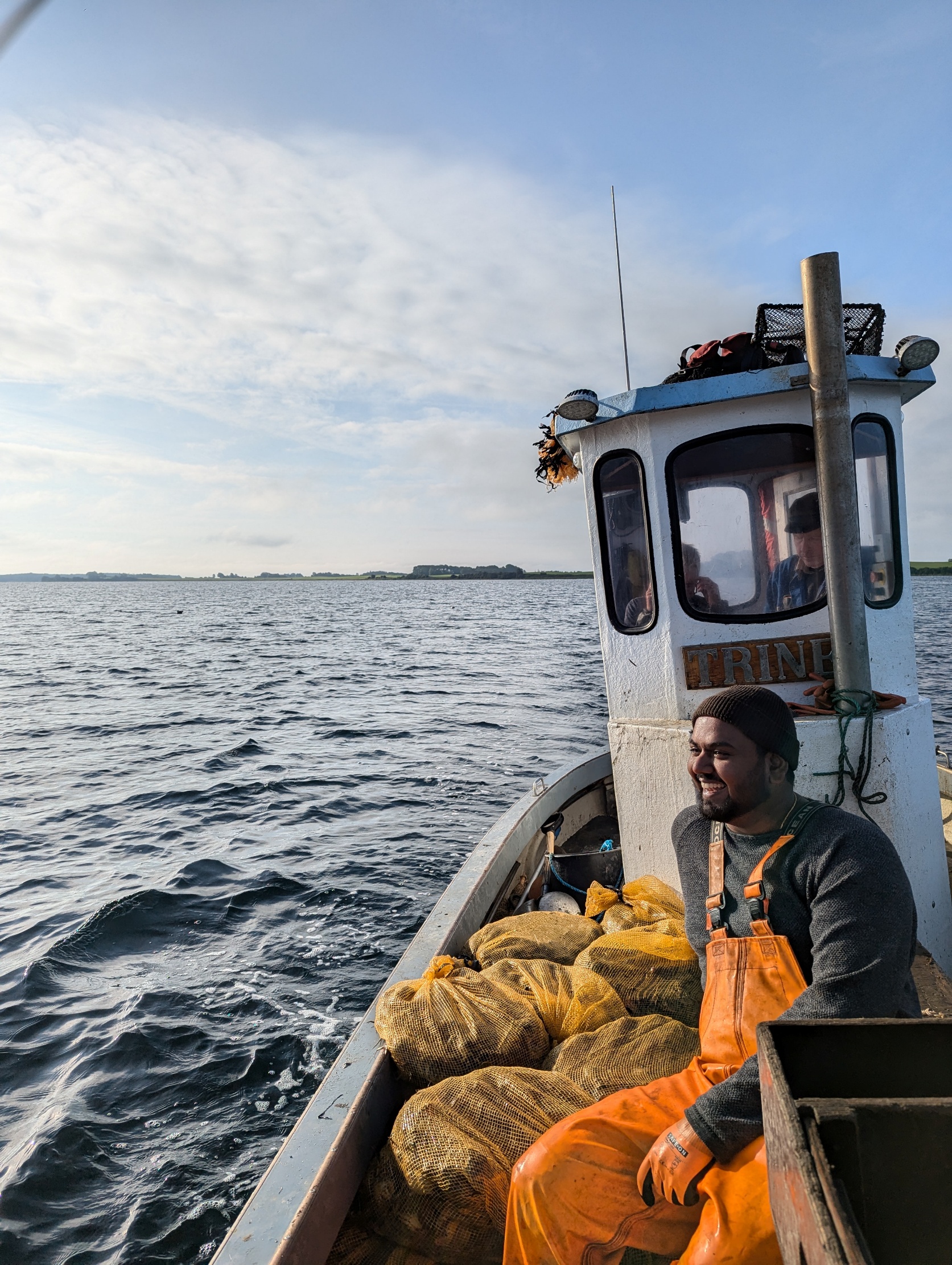 Danish fisher on a crabbing boat, sustainable sourcing